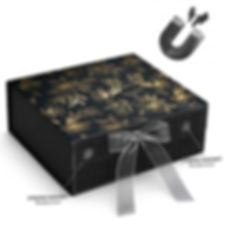 Medium Black Gold Floral Magnet Box