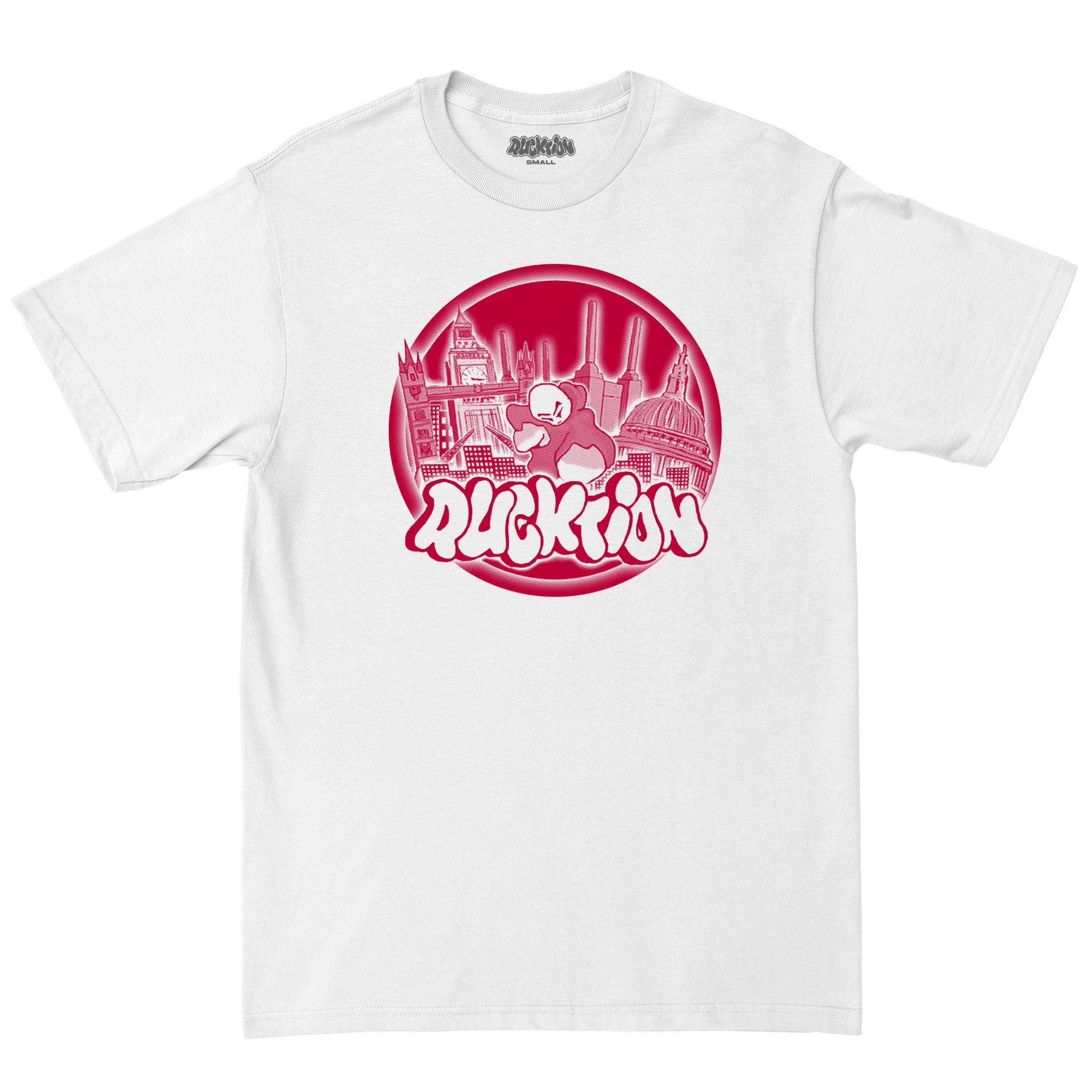 Rucktion red on white logo T-shirt