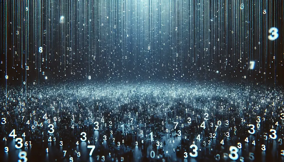 Representative image - Glowing numbers fall like rain in a digital landscape. The dark blue background creates a futuristic and immersive atmosphere.