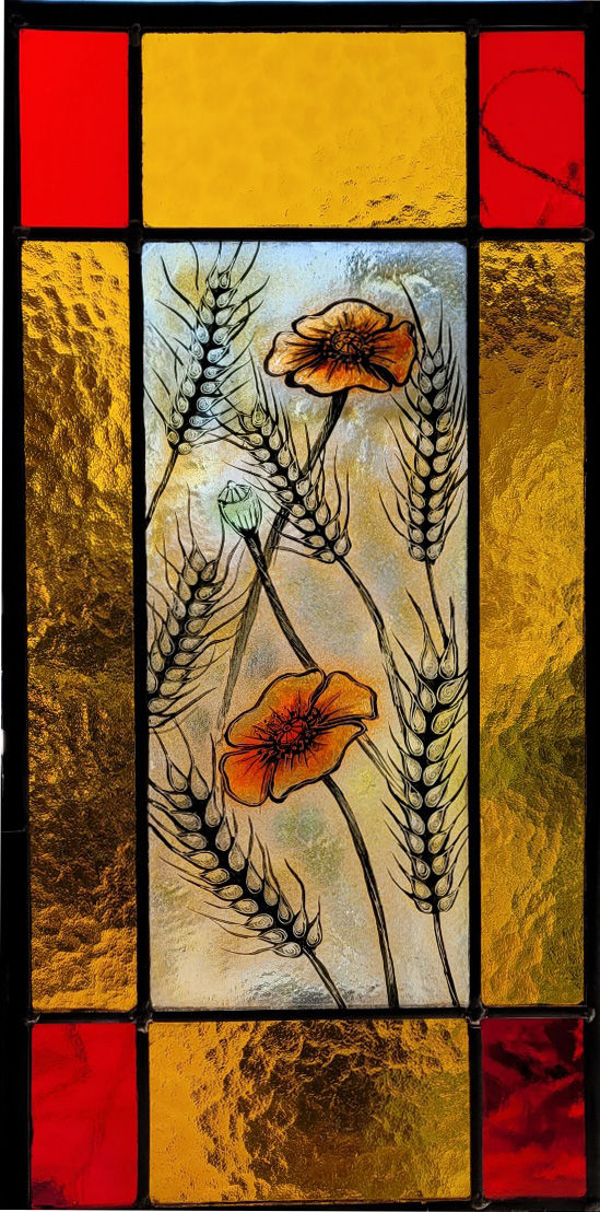 Poppy Window panel  - 60 x 35 cm