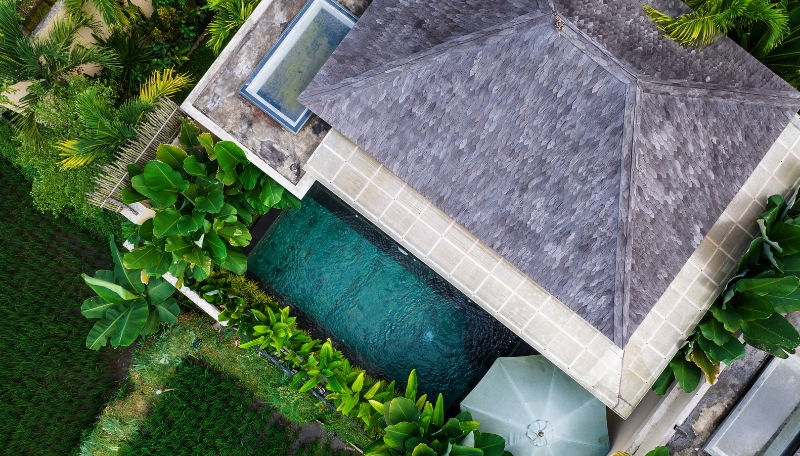Luxury One Bedroom Pool Villa at Alankara Resort captured from above