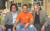 On the set of related by Marriage with manager Tom Ingegno (left) who flew out to LA with his wife Geri for the taping.