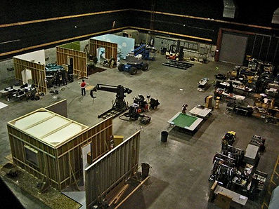 Set-building at the Sony lot in Culver City
