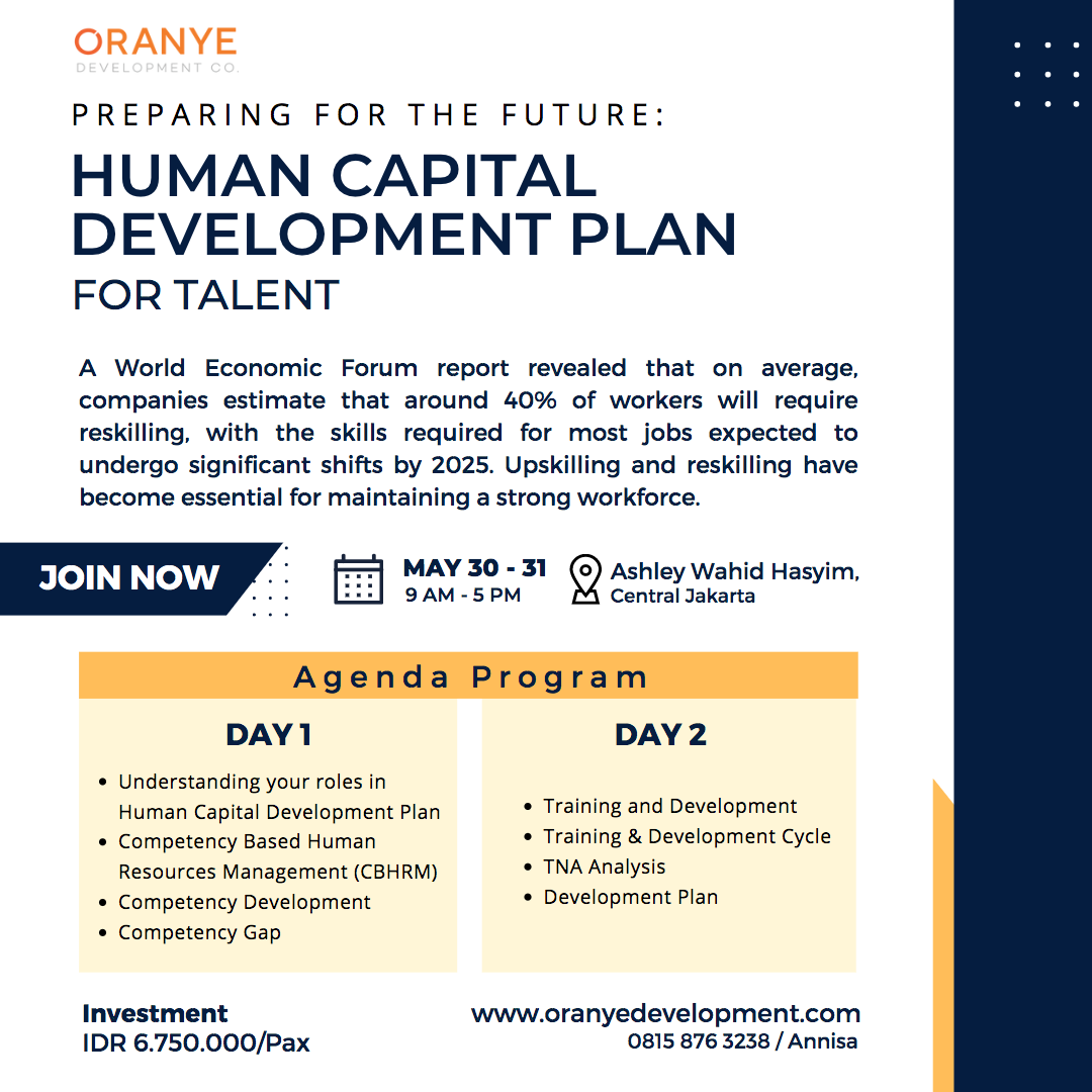 Human Capital Development Plan for Talent Oranye Development