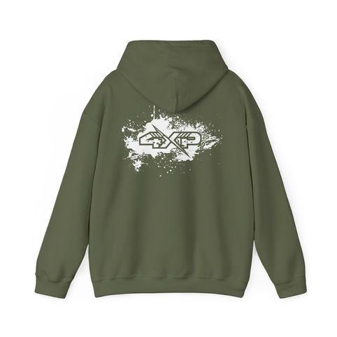 Green 4xp hoodie with white splatter