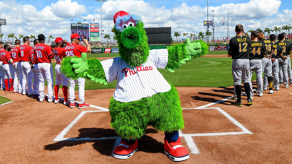 Phillie Phanatic saying hello and welcome