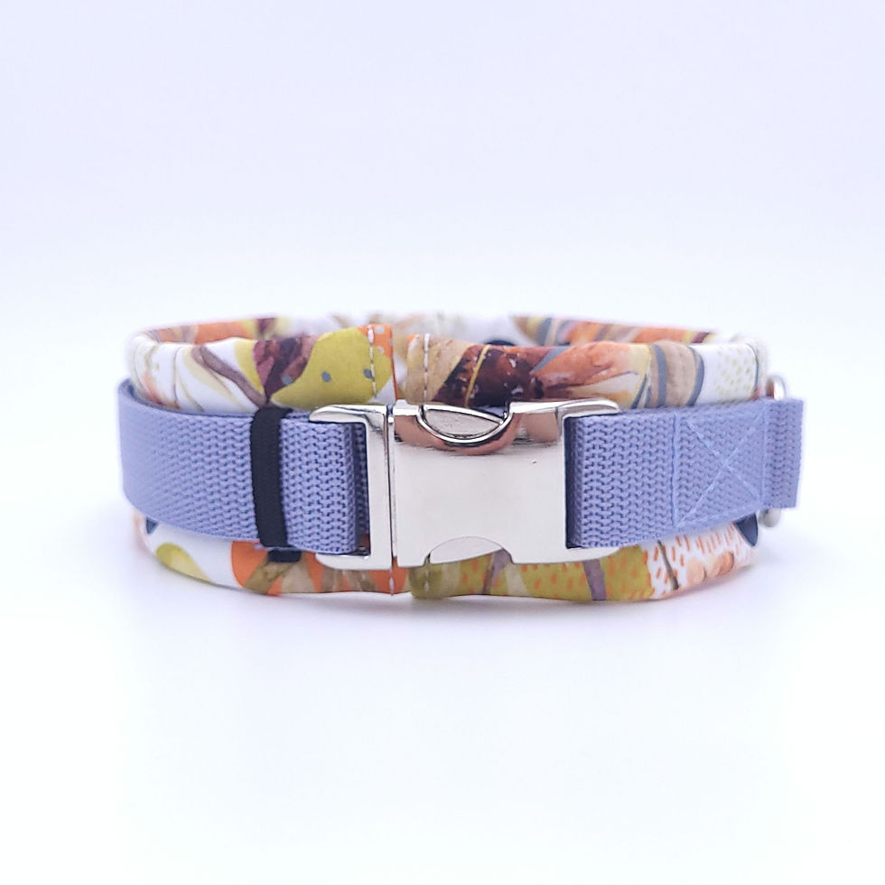PREMIUM Halsband Gr. XL, Autumn Flowers/Taubenblau
