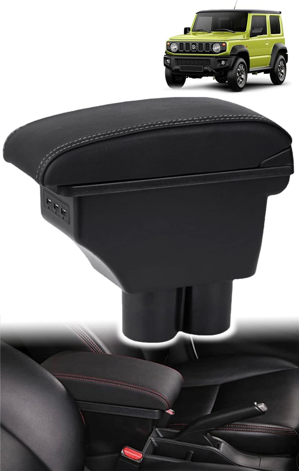 スズキ 新型ジムニー,車内収納ボックス 車種専用設計,肘置き 本革調 多機能 収納アクセサリー