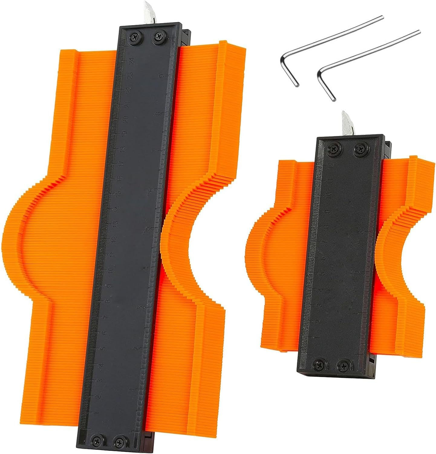 5インチと10インチ型取りゲージ コンターゲージ CMとInchの目盛り付き 2個の六角レンチ付き セルフロック式