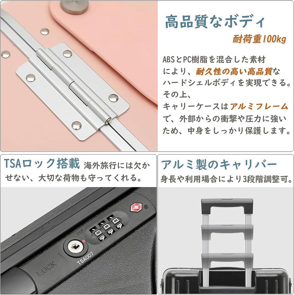 サムネイル： 子供が乗れるスーツケース，機内持ち込み 耐衝撃 静音 ダブルキャスター 360度回転 TSAローク搭載 旅行 帰省