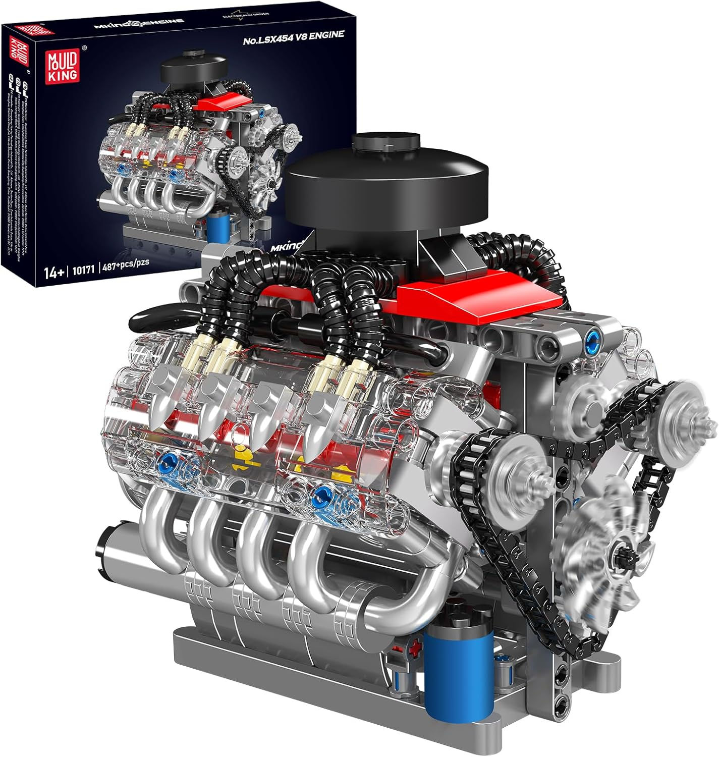 テクニック LSX454(V8)8気筒エンジン 直列ガソリンエンジン ブロックキット テクノロジー積み木キット モーターとバッテリーボックス付き