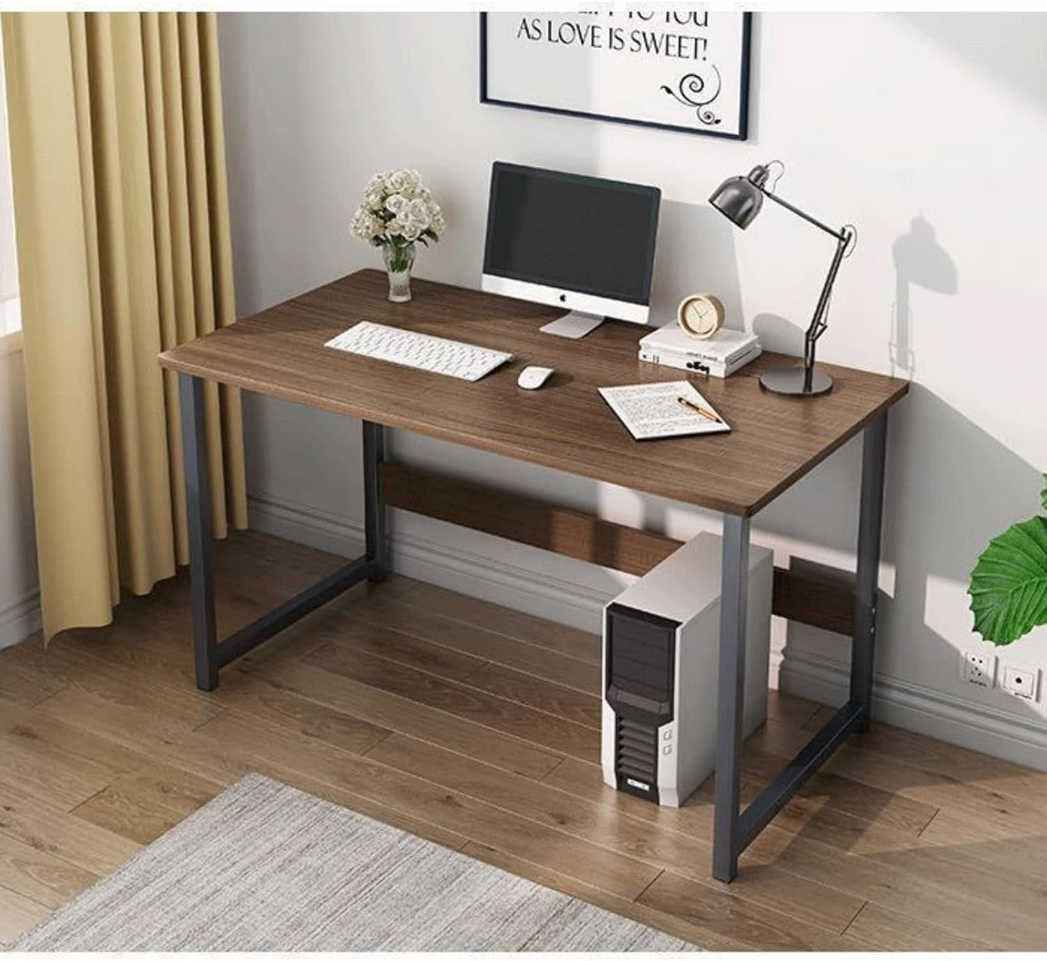 パソコンデスク 光沢天板，省スペース 収納 下棚付き オフィスデスク 組立簡単一人暮らし インテリア