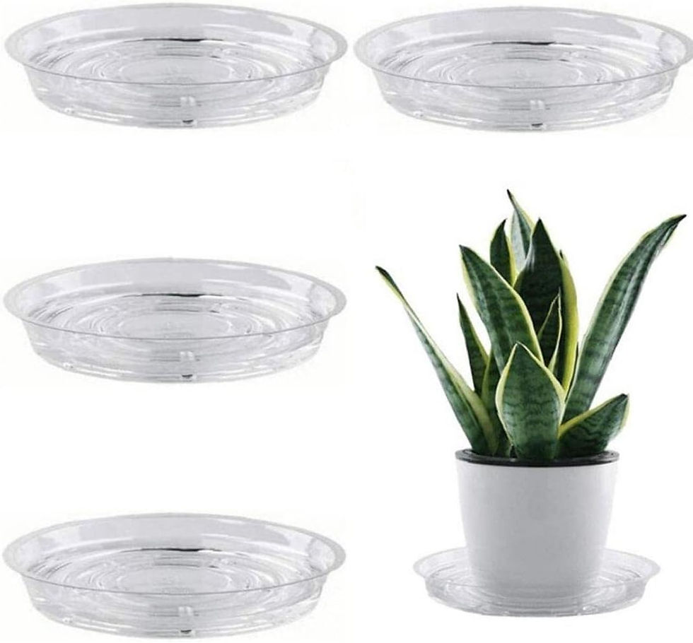 透明植物受け皿,プラスチック製 植物ポットソーサートレイ 屋内 屋外 5個