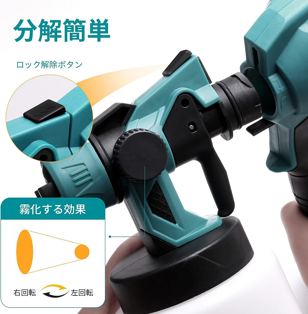 サムネイル： コードレススプレーガン 充電式【水平 垂直 円弧噴霧】 噴射量調節可能 800mlタンク付き（本体のみ・バッテリー・充電器別売）