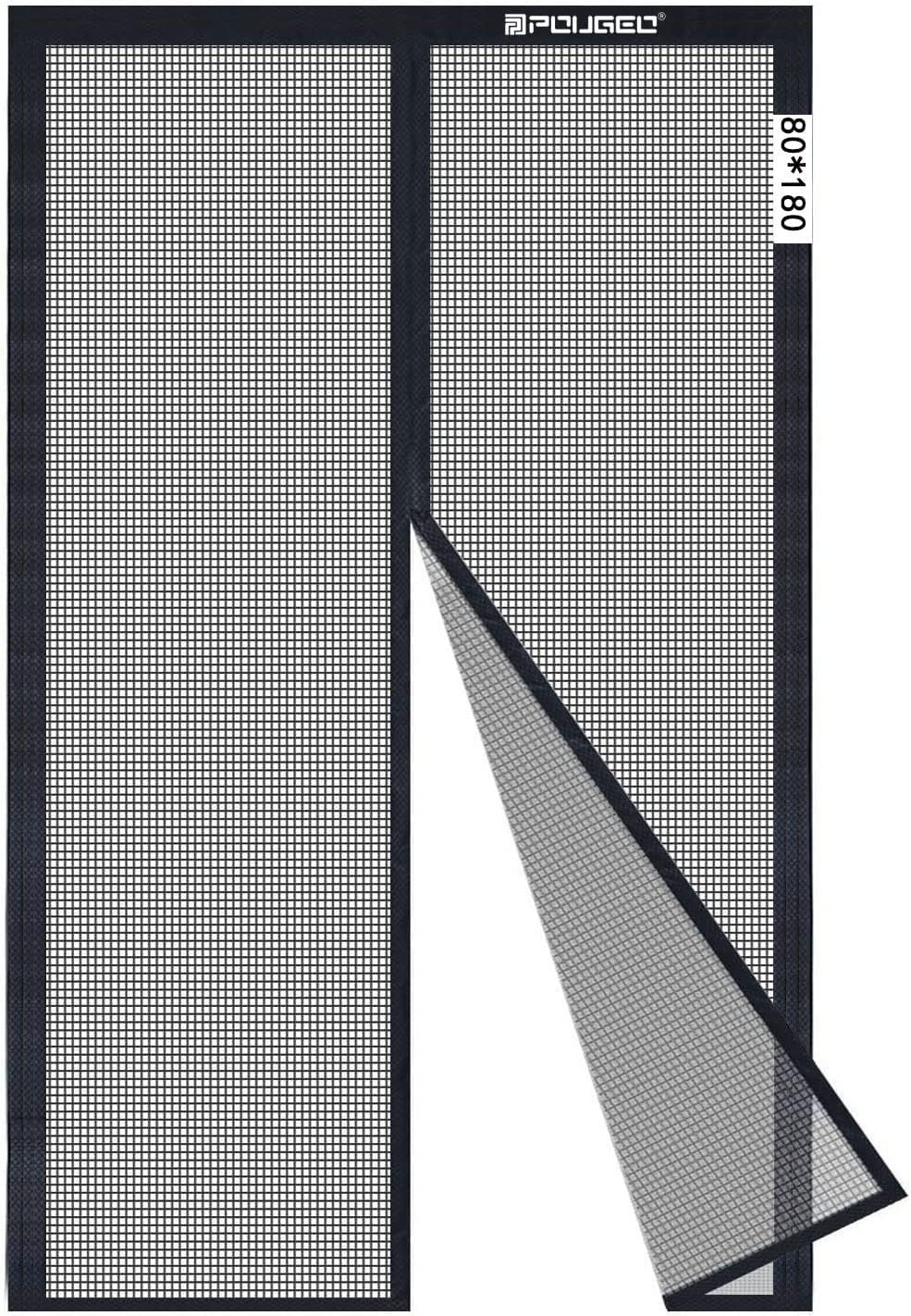 ドア用 玄関網戸 マグネット式,玄関 ベランダ 虫 蚊 ハエなどを避ける,ブラック