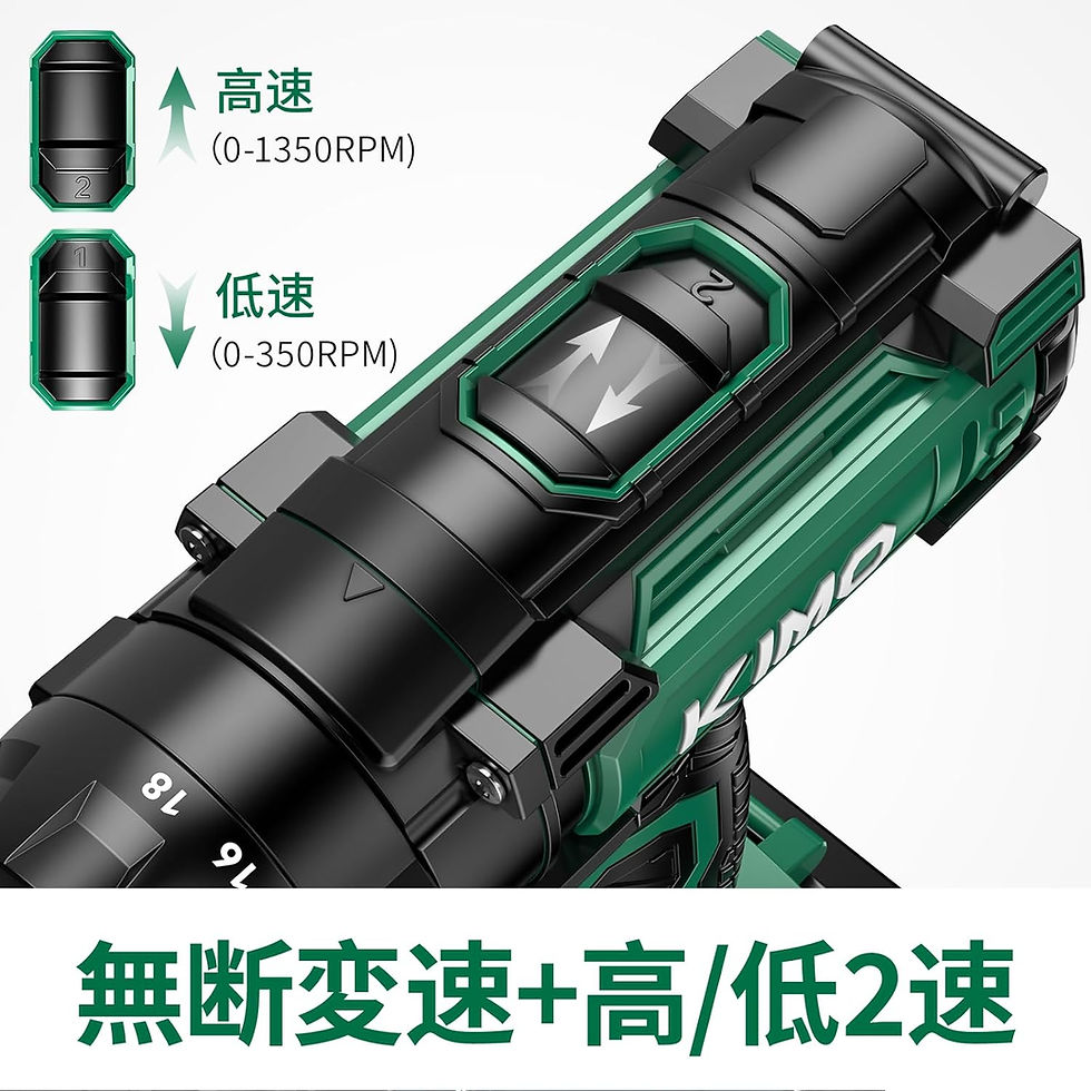 サムネイル： 電動ドリルドライバー 充電式，20V 2.0Ahバッテリー最大トルク35N.m 18段トルク調節 22PCSビット 無断変速 無負荷回転速度1350rpm