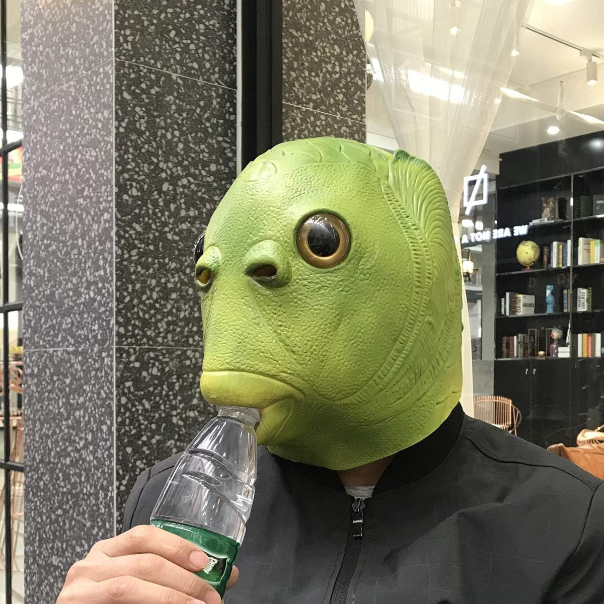 グリーンフィッシュマスク緑の魚マスク面白いマスクラテックスアニマルフェイスマスクハロウィーン仮装