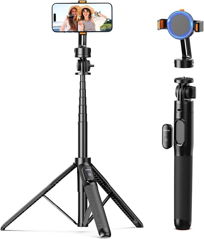 スマホ 三脚 Magasfe対応 自撮り棒 160cm カメラ 三脚/一脚兼用 三脚スタンド 5段階伸縮 片手操作 リモコン付き iPhone Android