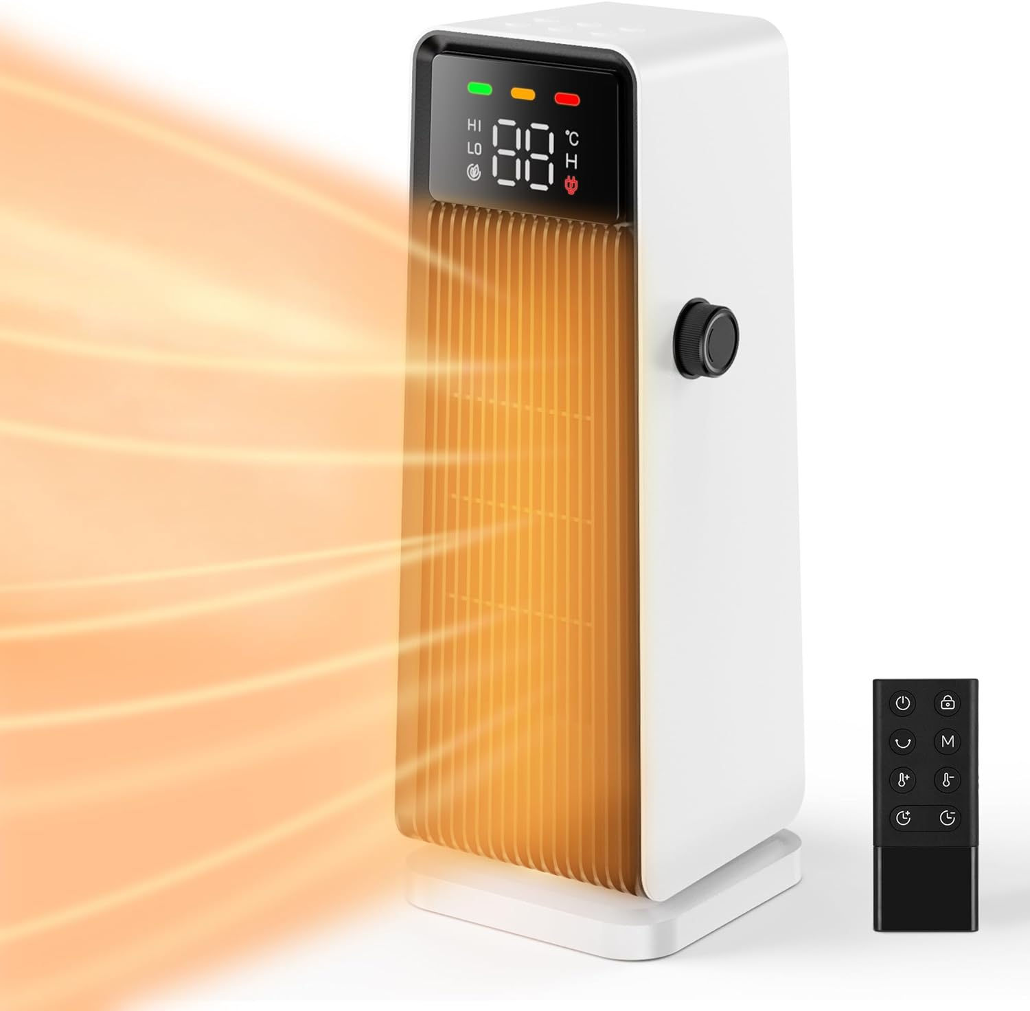 多機能セラミックファンヒーター,人感センサー ECO知能恒温搭載 小型 電気ストーブ,5つモード搭載 3段階温度調節 12Hタイマー付