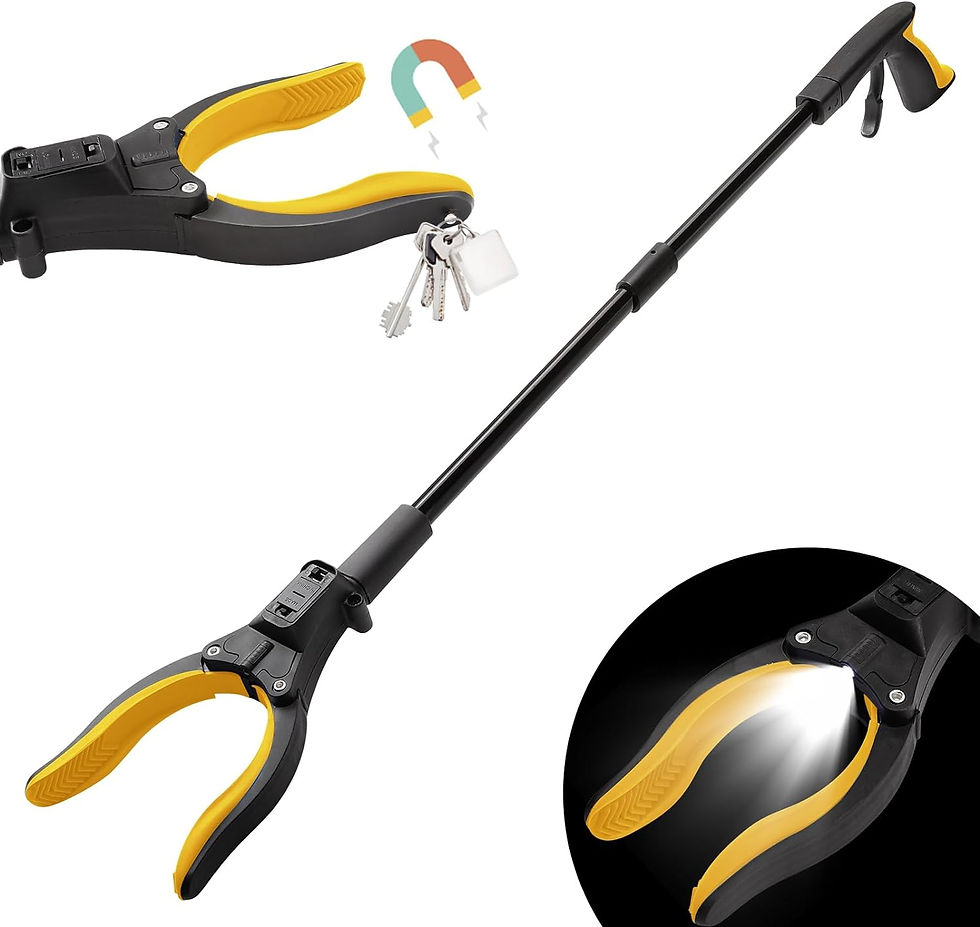 マジックハンド つかみ棒,LEDライト付き 折りたたみ式 80CM アルミ合金&ABS 先端向き変更可能