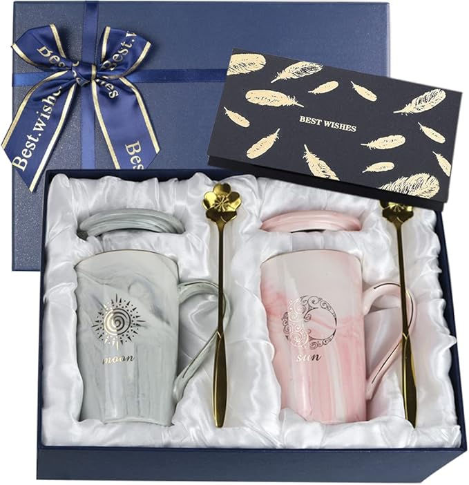 可愛い 癒しグッズ 大理石 エスプレッソカップ セラミック カップル ギフトボックス入り 450ml