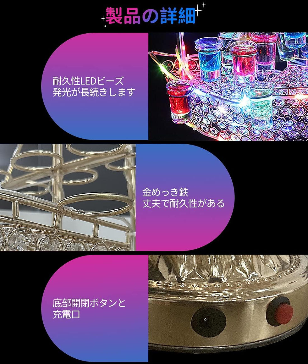 サムネイル： LEDグラスホルダー テキーラ ラック，カップホルダー 飾り 装飾品 雰囲気 クリスマス 新年会 忘年会