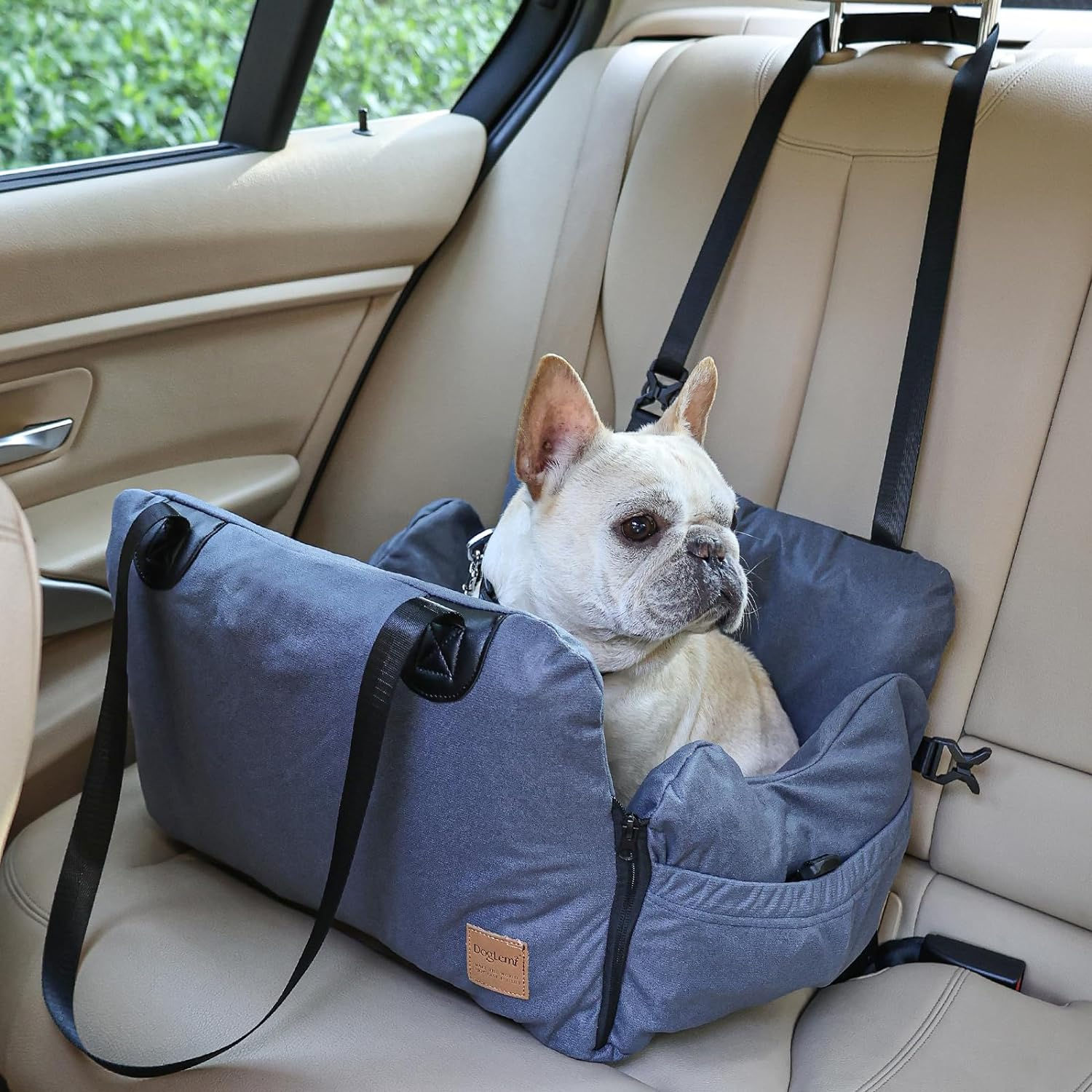 ペット用ドライブベッド 車用ベッド 飛び出しリード付き,エアバッグ型 小型犬 犬用 車載