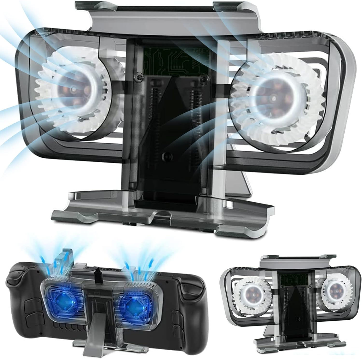 Steam Deck用バックファン 装着簡単 排熱 熱対策 放熱対策 軽量 持ち運び便利