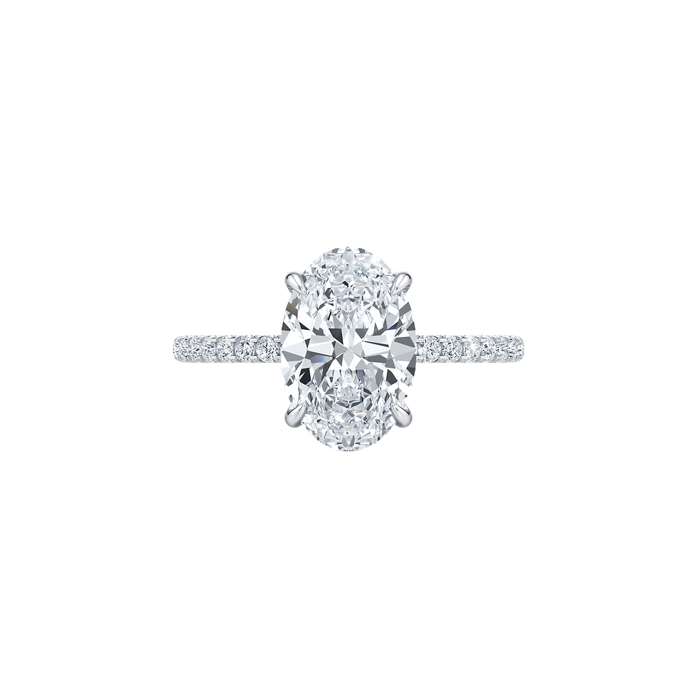 Thumbnail: Oval Solitaire with One Row Pavé
