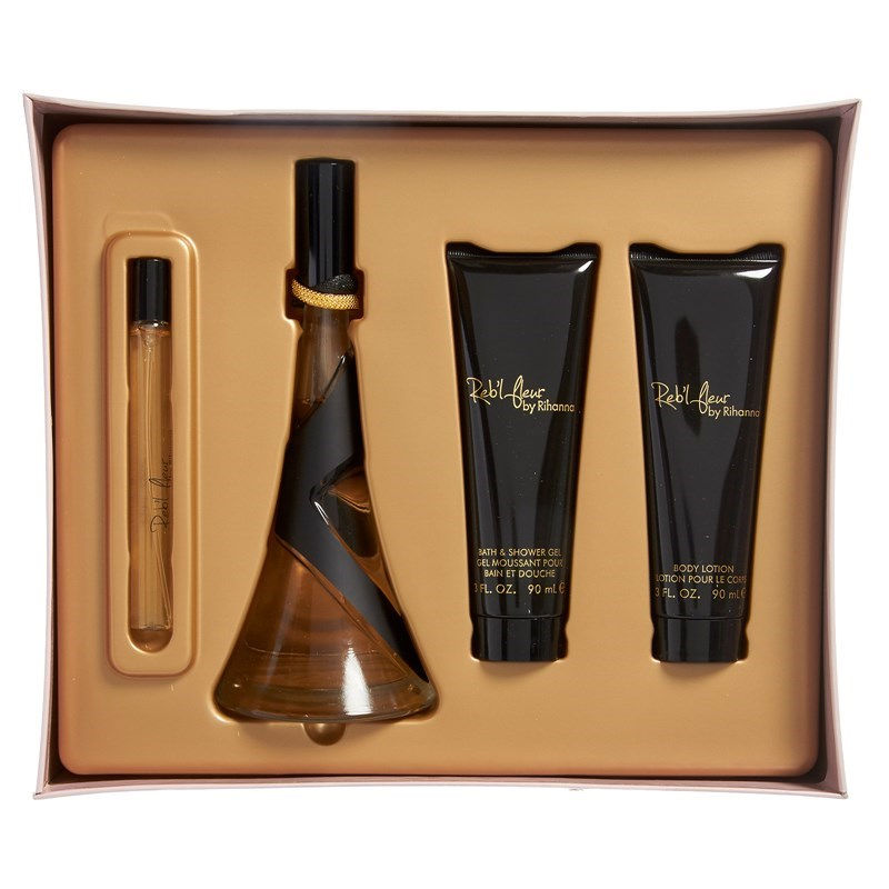 Rihanna Reb'l Fleur for Women 4-Piece Gift Set (3.4 oz Eau de Parfum Spray)