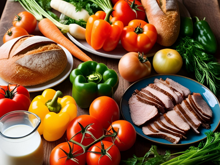 Table laid out with fresh vegetables