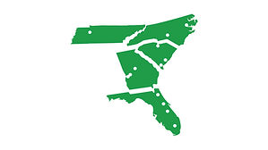 Georgia, North Carolina, South Carolina, and Tennessee map