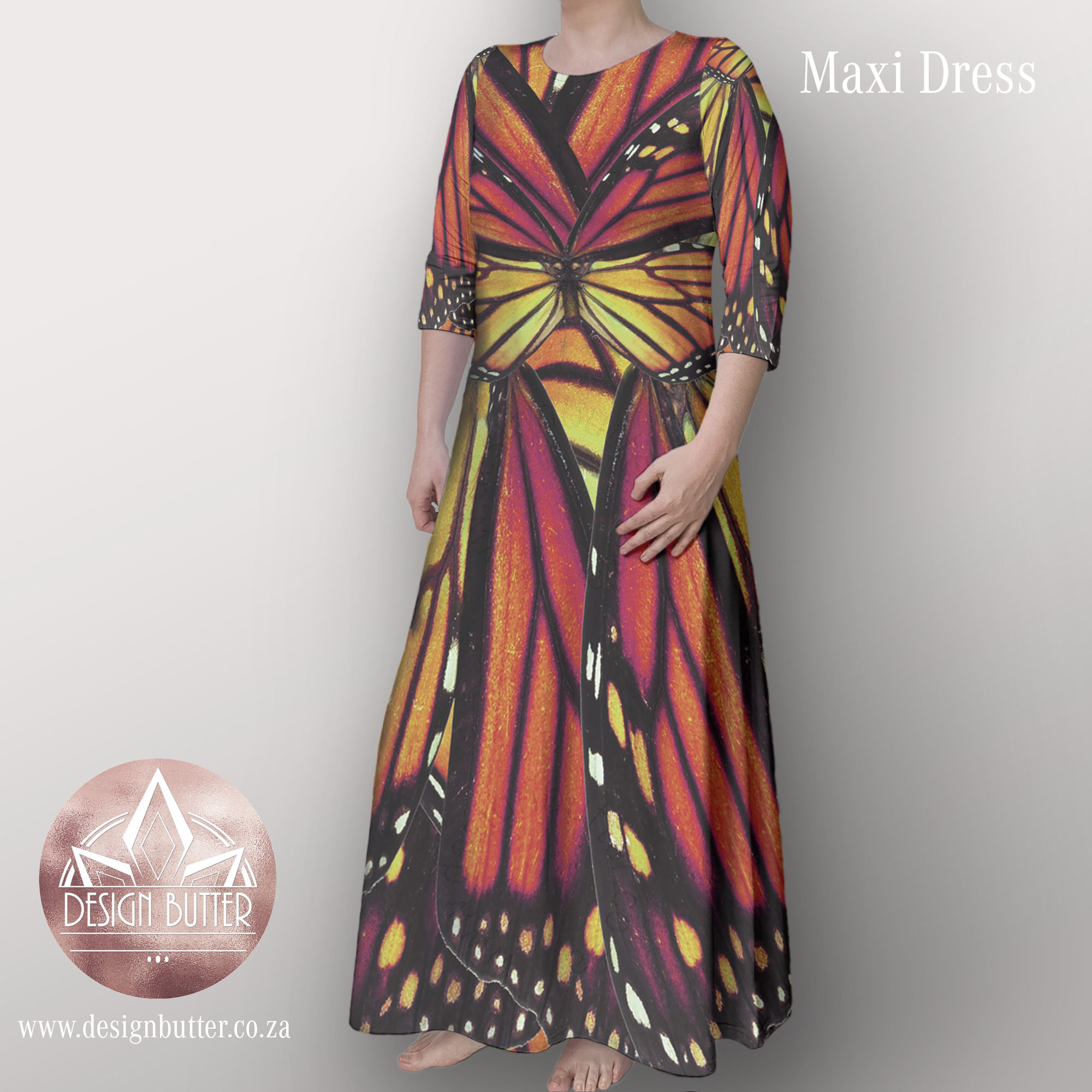 Maxi Dress -Butterfly-Monarch -DBI1031