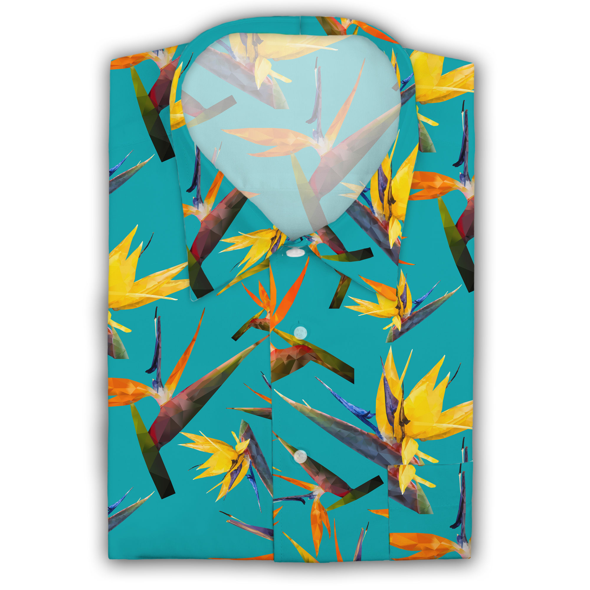 Mens Button Shirt -Prism Strelitzia Teal -DBI2005