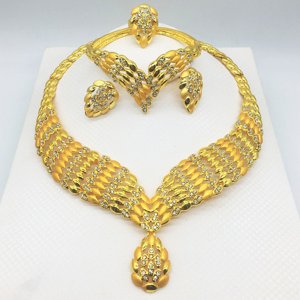 Miniatura: 24K Gold-Plated Jewelry Set: Necklace, Bracelet, Ring, Earrings