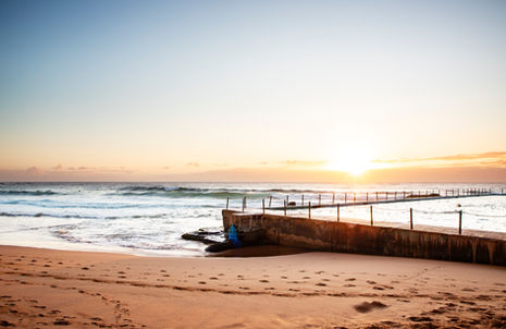 Sunrise on beach, Bilgola Rock Pool, Sunrise