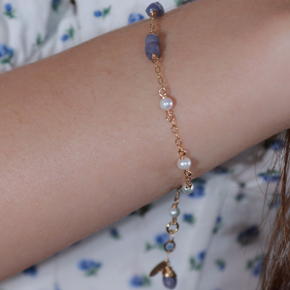 الصورة المصغرة: Lavandea Bracelet اسوارة بنفسجية من التنزانيت الطبيعي واللؤلؤ