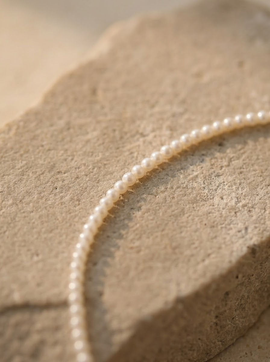 الصورة المصغرة: عقد تشوكر من اللؤلؤ الطبيعي الأبيض
