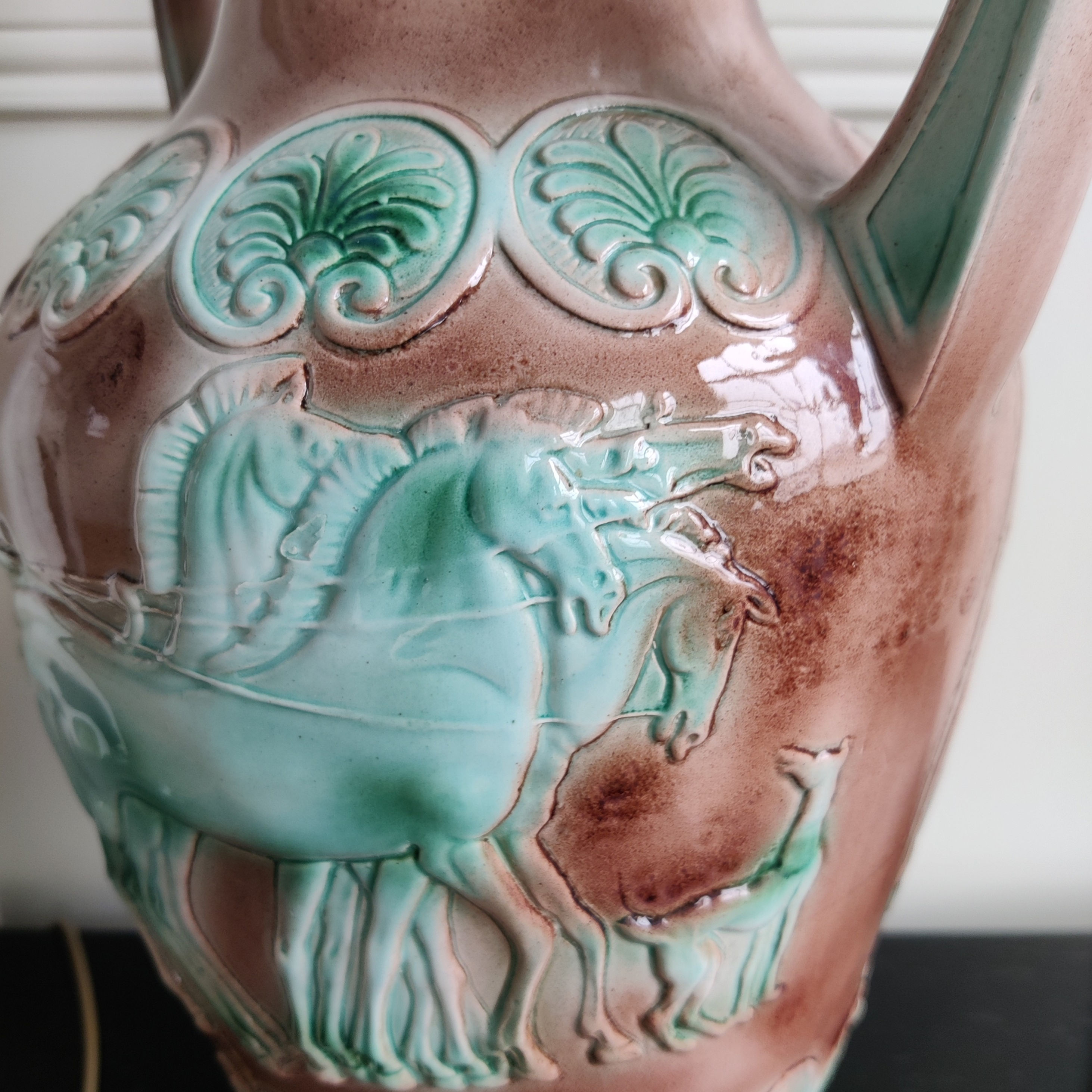 Turquoise paardenlamp met stof van Ulf Moritz