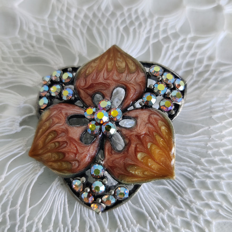 Thumbnail: Bloem broche met emaille - vintage costume jewelry