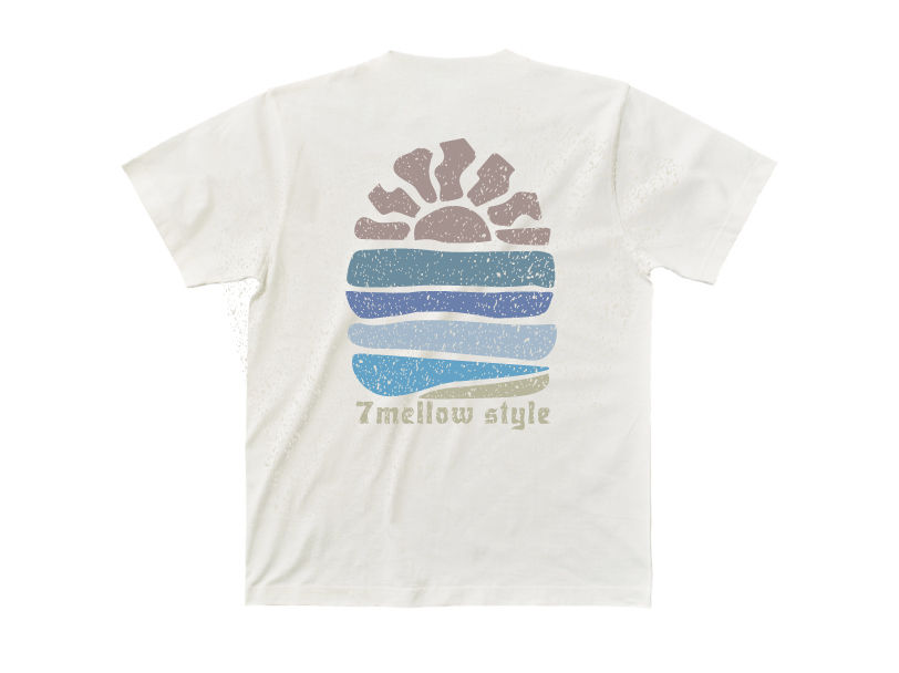 サムネイル： Sunset wave T-shirt　サンセットウェーブTシャツ／ナチュラル