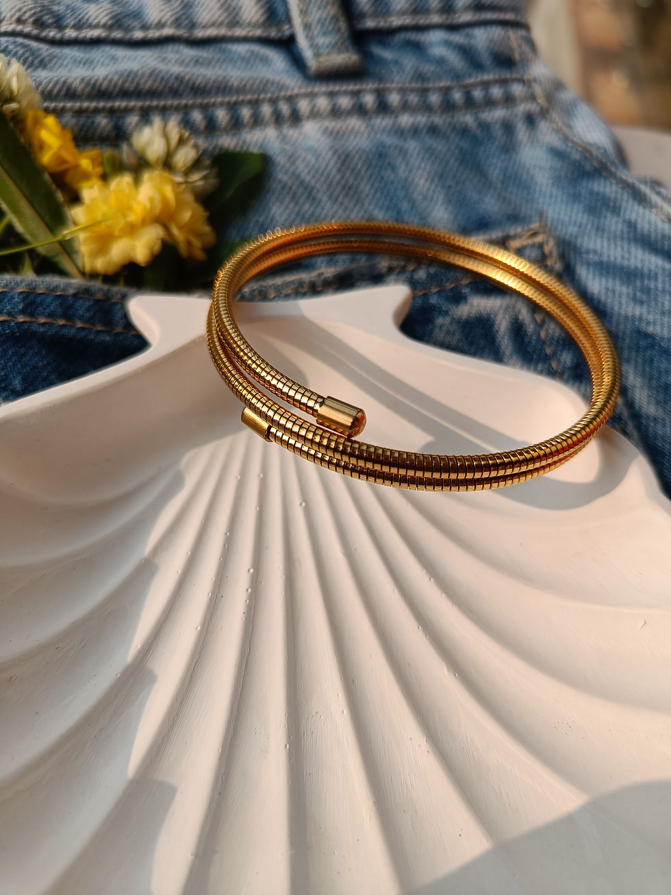 Thumbnail: Trendy Snake Bracelet 18K Gold Plated Anti-Tarnish Ocean safe 
