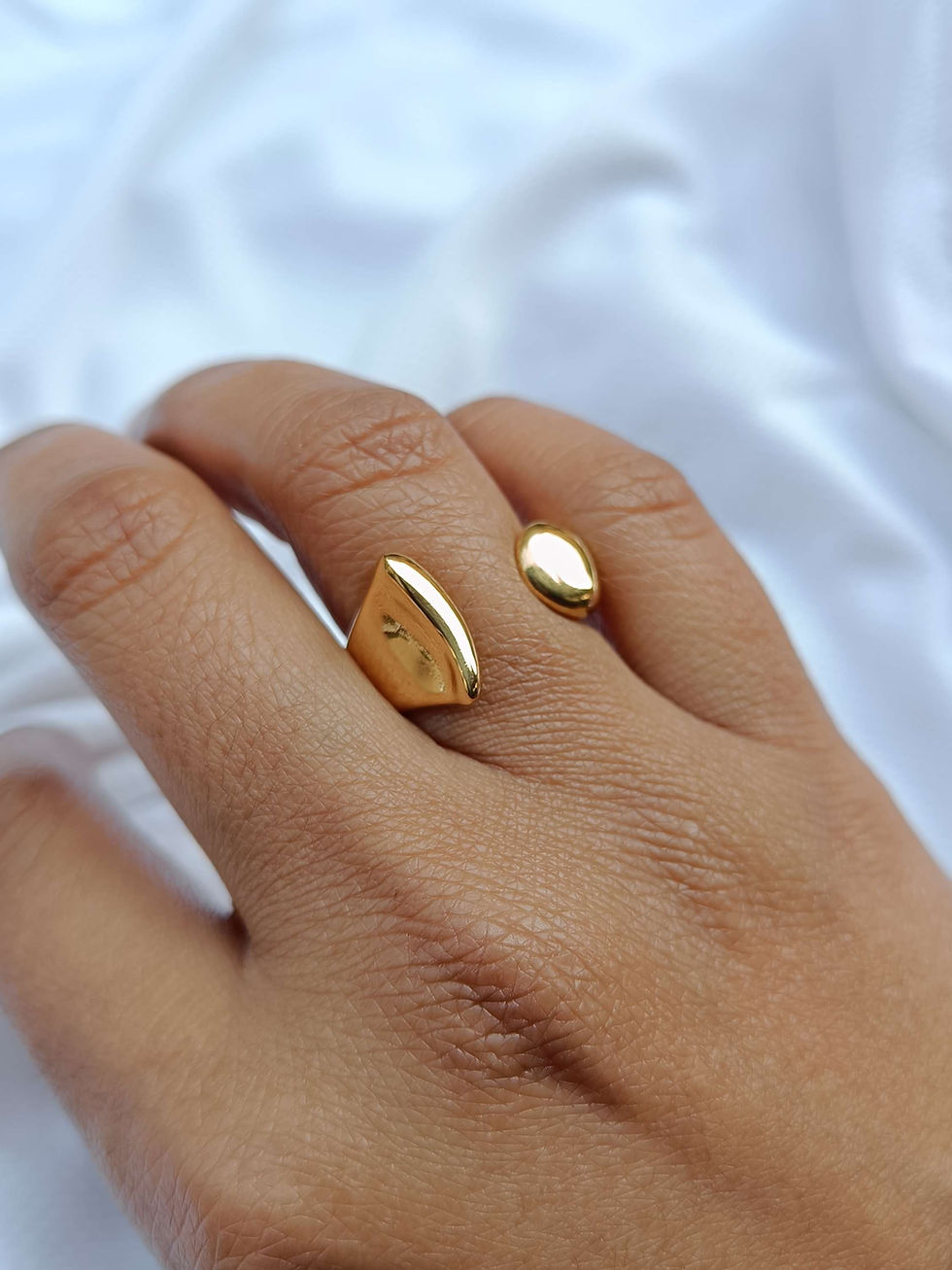 Thumbnail: Modern Chic Stackable 18K Gold Plated Ring 