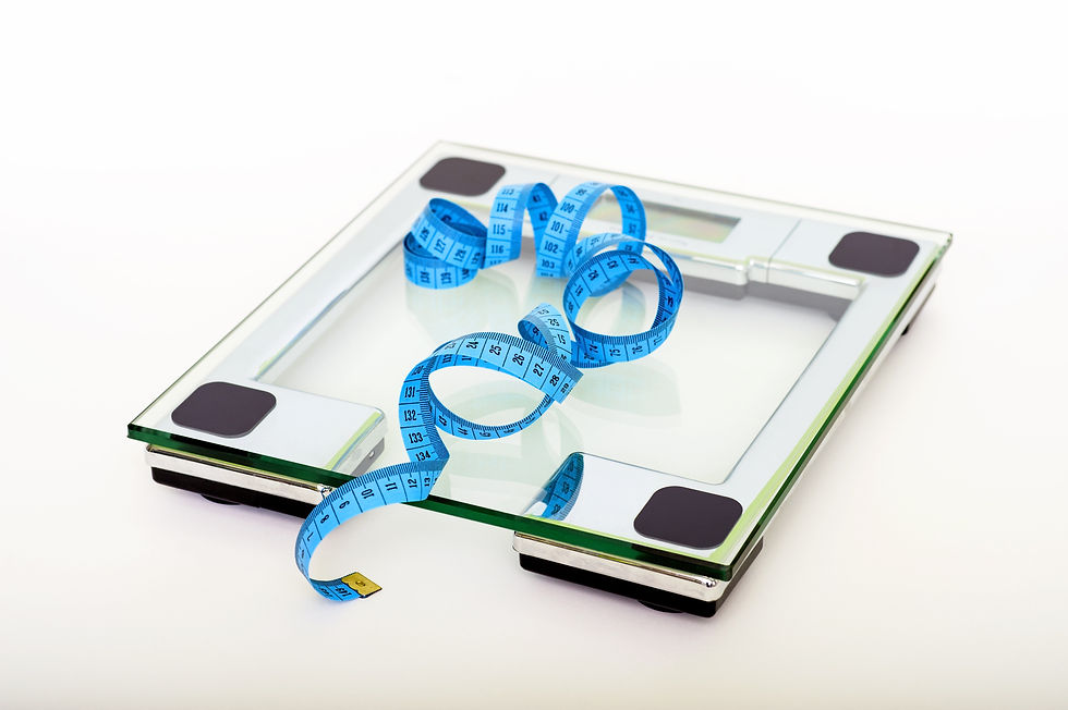 floor scale with blue measuring tape