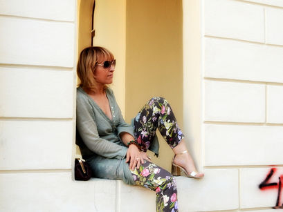 Shirt dress & flower pants
