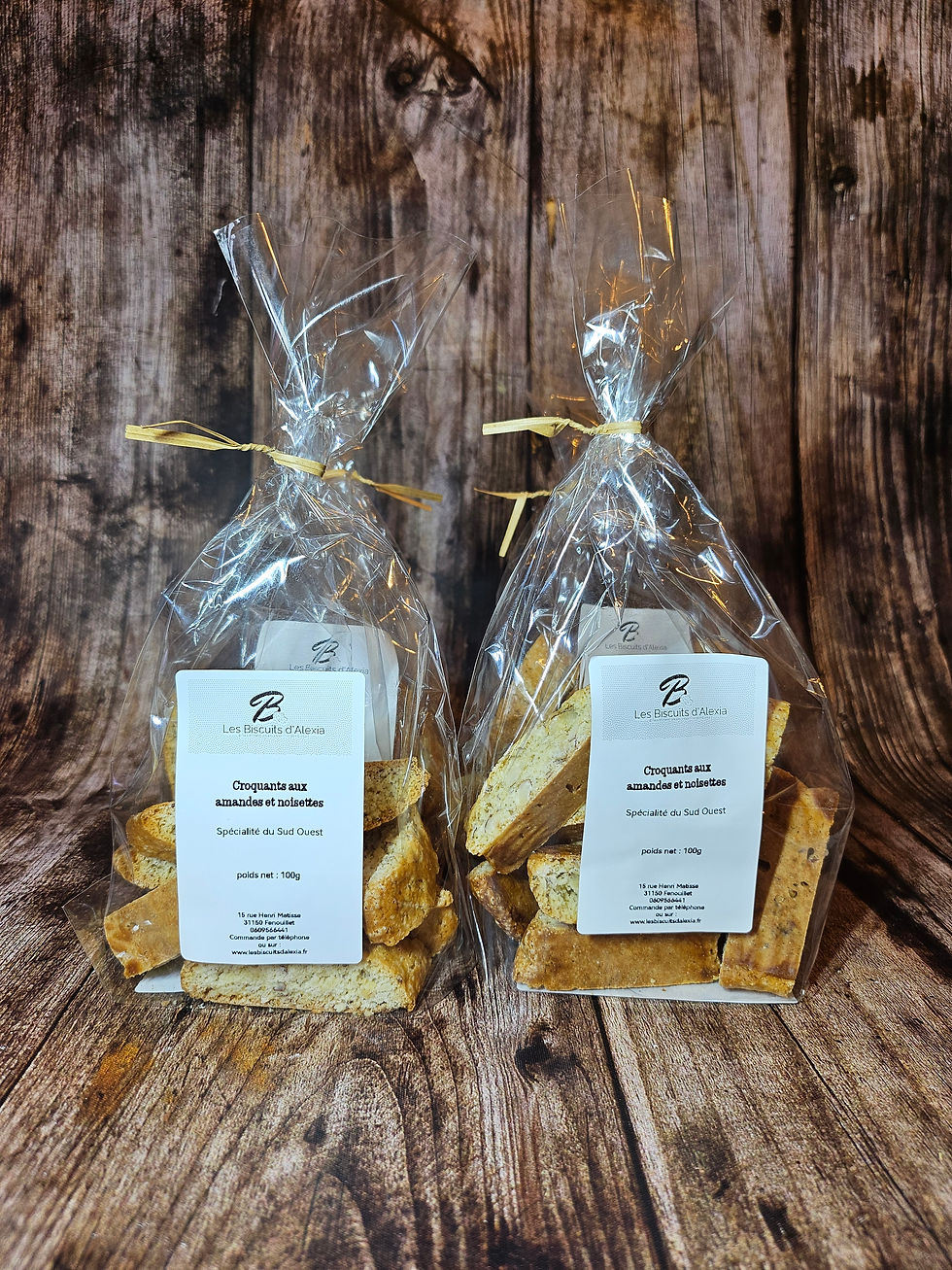 Miniature : Deux beaux sachets de Cantucci aux amandes et noisettes fait artisanalement à Toulouse