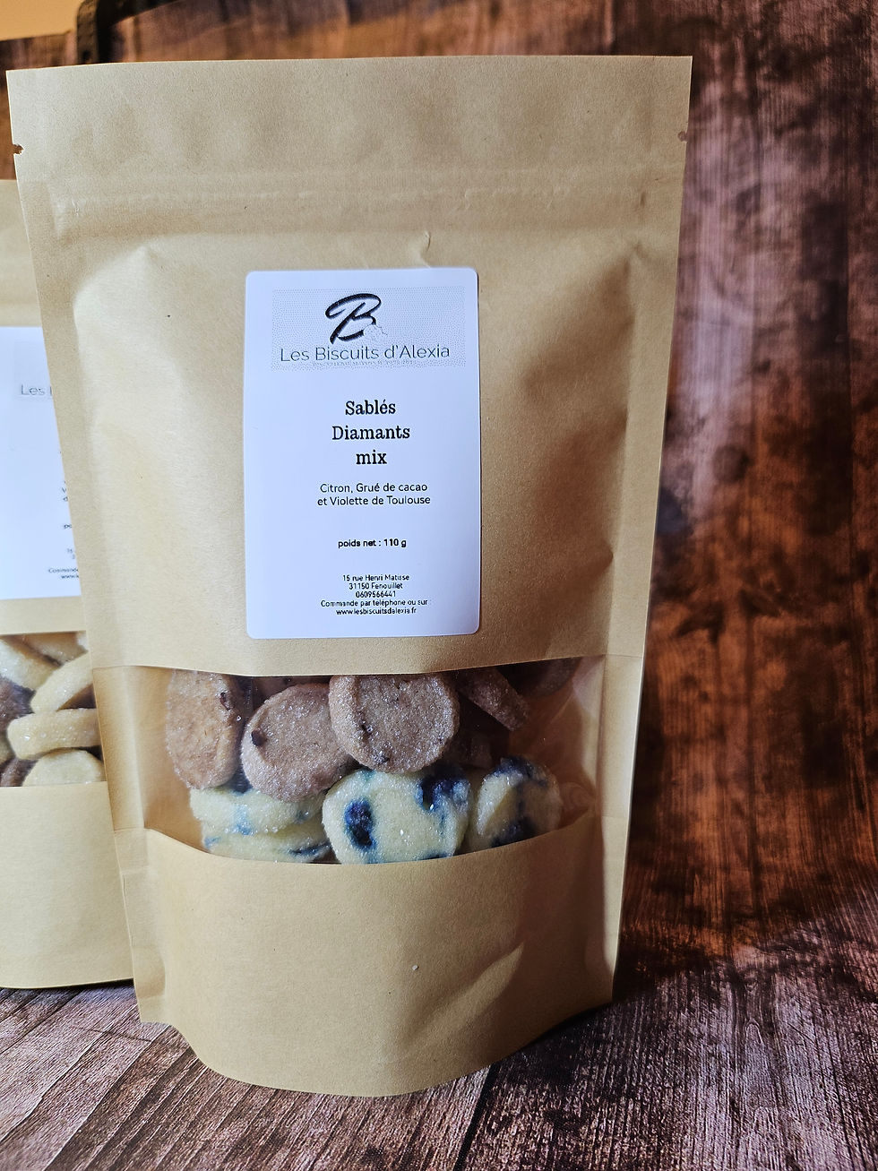 Miniature : Sablés diamants artisanaux – Assortiment de saveurs (sachets gourmands)