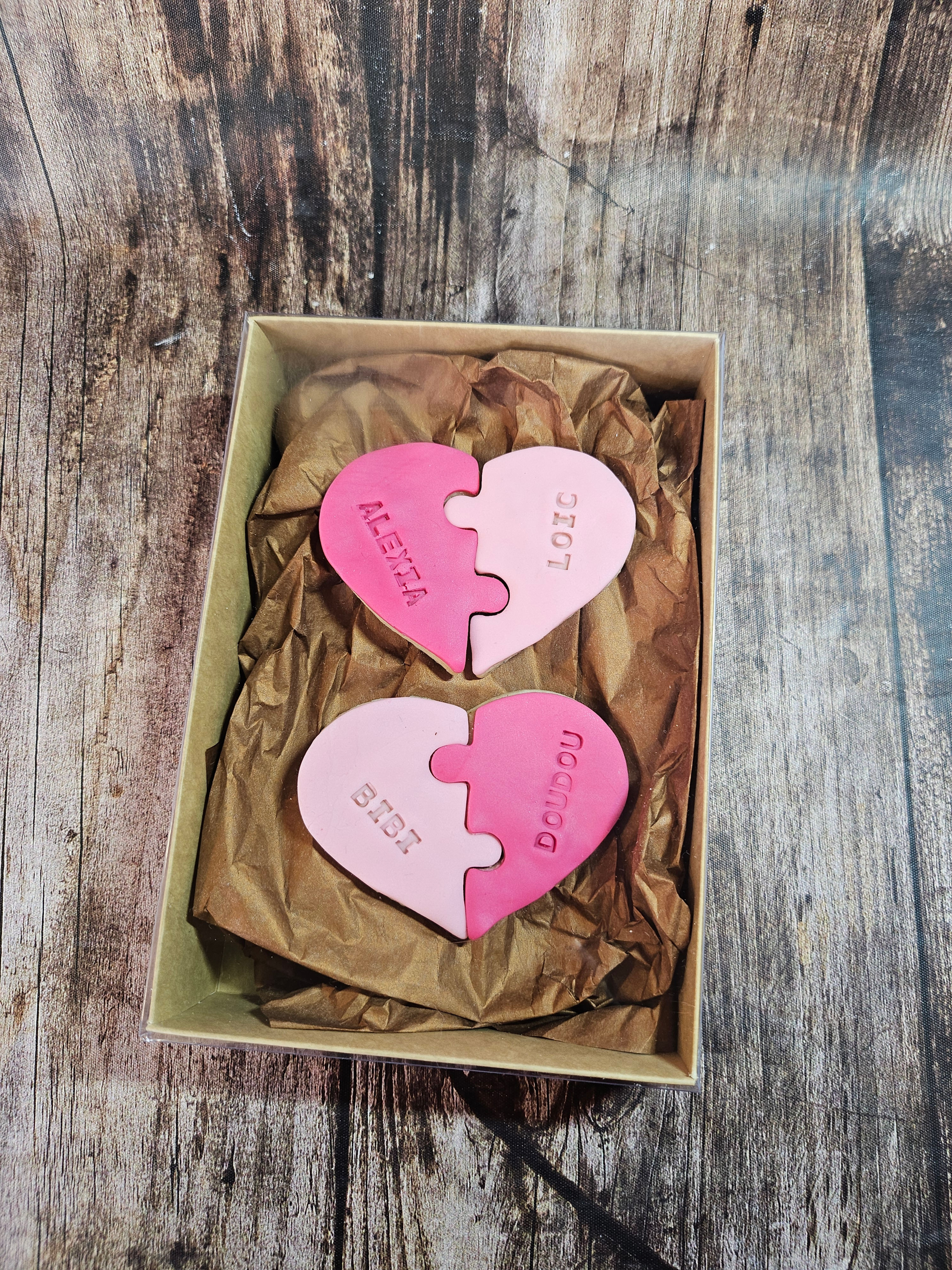 Biscuits coeurs à partager personnalisés – Coffret de biscuits emboitables
