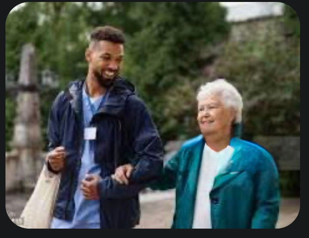 Elderly woman receives companionship and help with her groceries from a "Borrow Me" agent she booked on BorrowMeNanBetty.com Website.