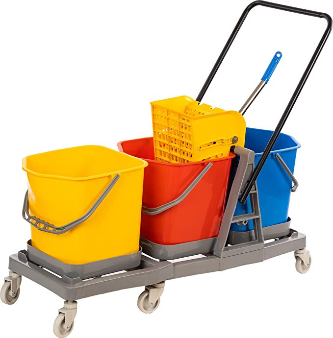 3 Bucket Wringer Hygiene Trolley